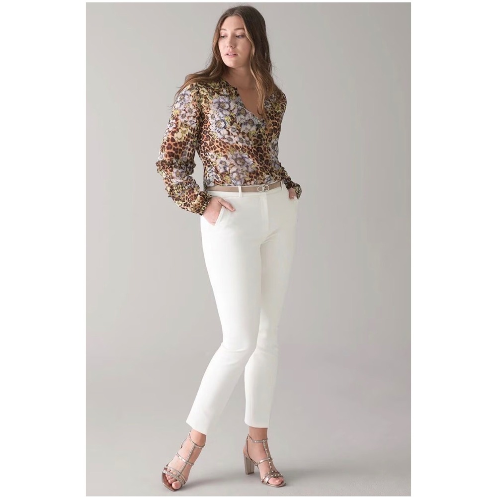 White House Black Market Ecru Comfort Stretch Curvy Slim Ankle Pants 12 NEW